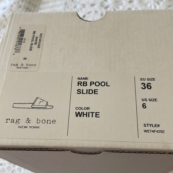 NWT Rag & Bone Pool Slide White Size 6 With Box - Picture 6 of 6